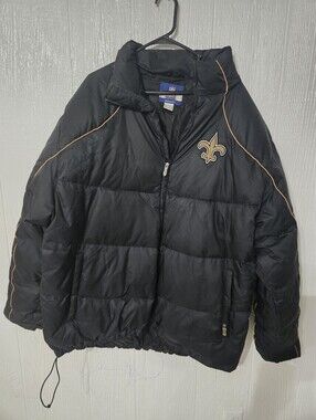 NFL Reebox New Orlean Saints Mens Full Zip Lined Puffer Jacket Size XL